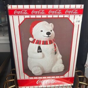 Vintage Coca Cola Polar Bear Cookie Jar Flawed